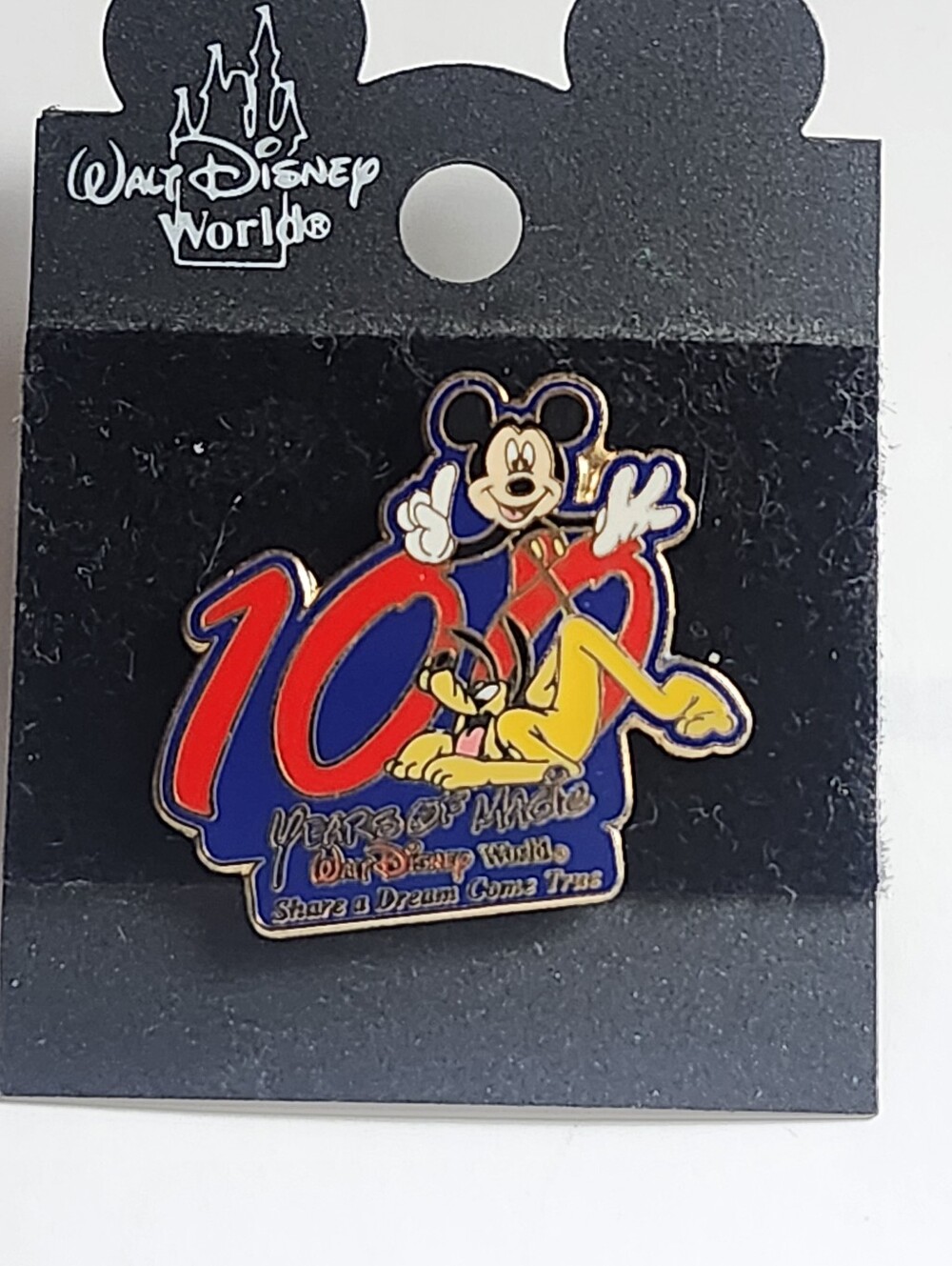 Disney Mickey & Pluto 10th Anniversary Red Blue Yellow Enamel Brooch